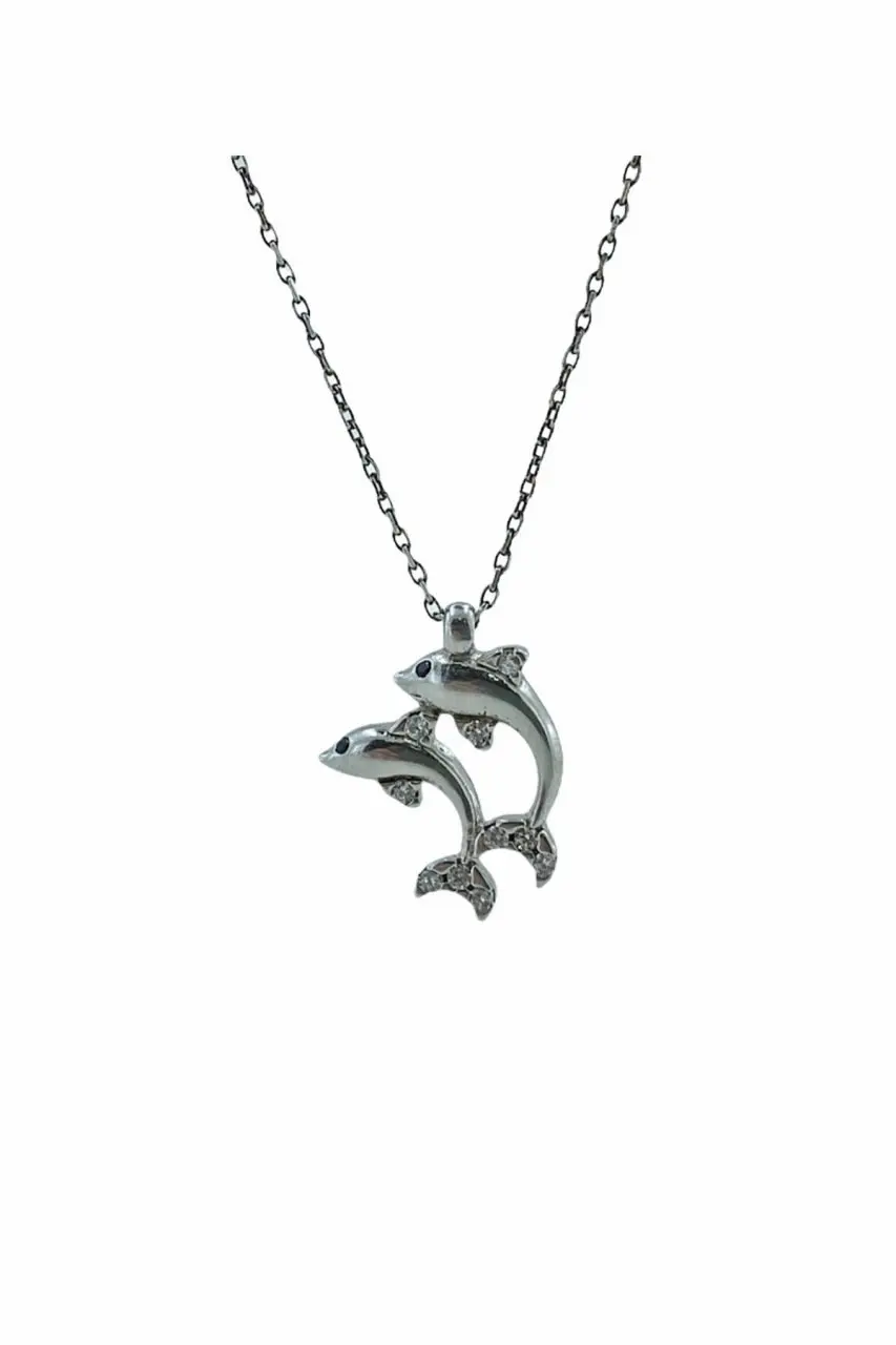 

Double Dolphin Gold Model Top Quality 925 Silver Necklace