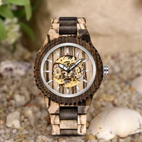 mechanical automatic wood watch for men top brand luxury stylish vintage military watches in wooden relogio masculino