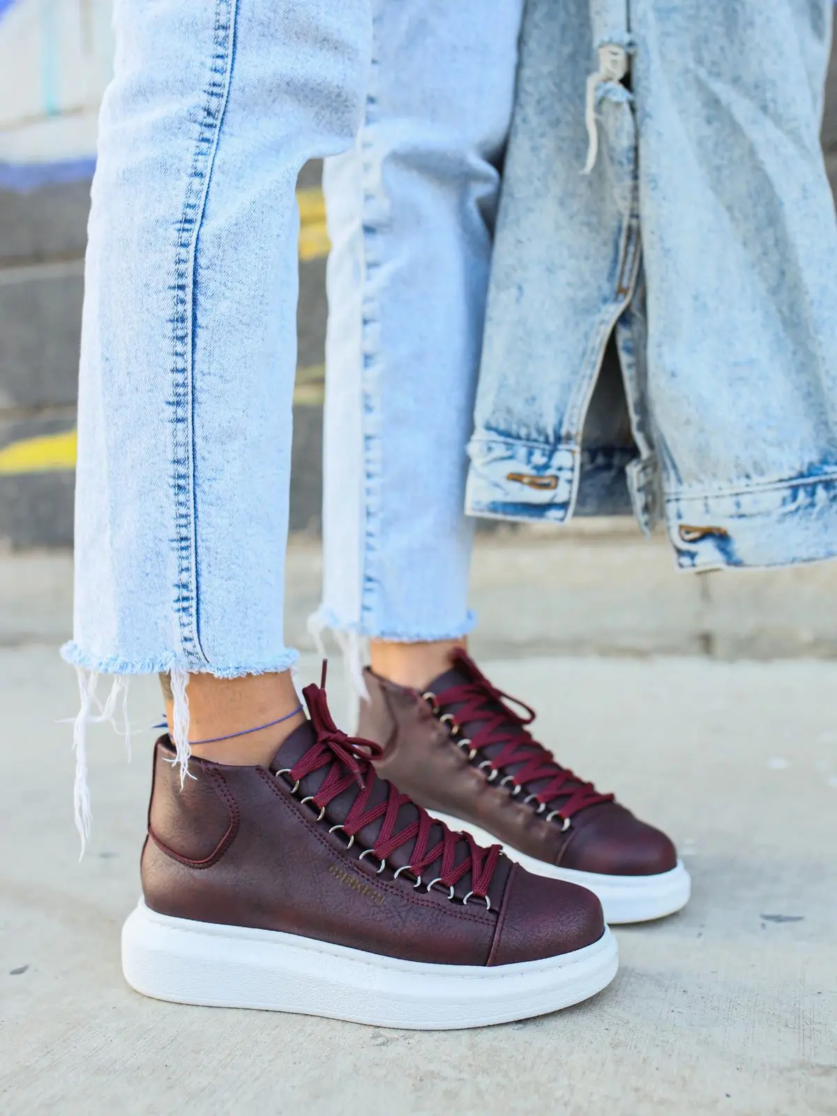Chekich Women Shoes Burgundy Color Lace-Up White Outsole Eco-Friendly Vegan Artificial Leather Girl Fashion Odorless Class CH258