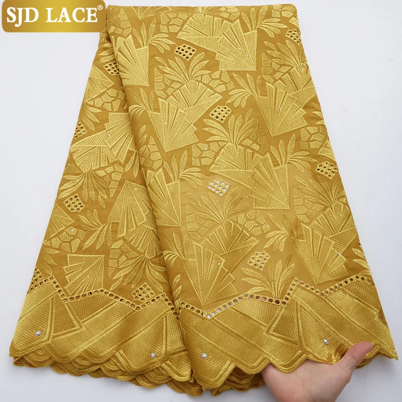 

SJD LACE 2022 New Arrivals African Nigerian Cotton Lace Fabric High Quality Embroidery Swiss Voile Lace In Switzerland Sew A2803