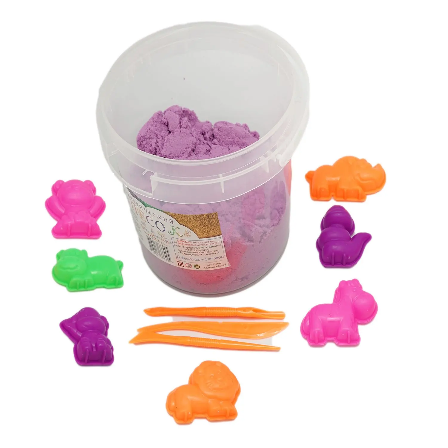 Кинетический песок Яркое Творчество фиолетовый 1 кг в ведерке 11