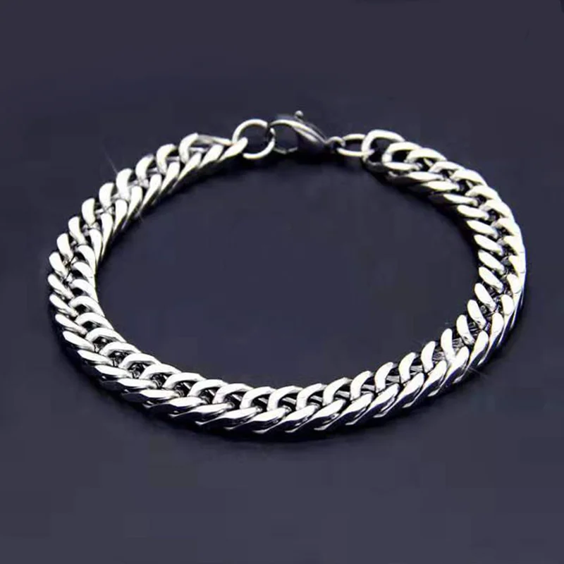 

Trendy Stainless Steel Cuba Bracelet High Quality Bracelet For Men And Women Simple Punk Hip Hop Silver Color Chain 10mm Jewelry