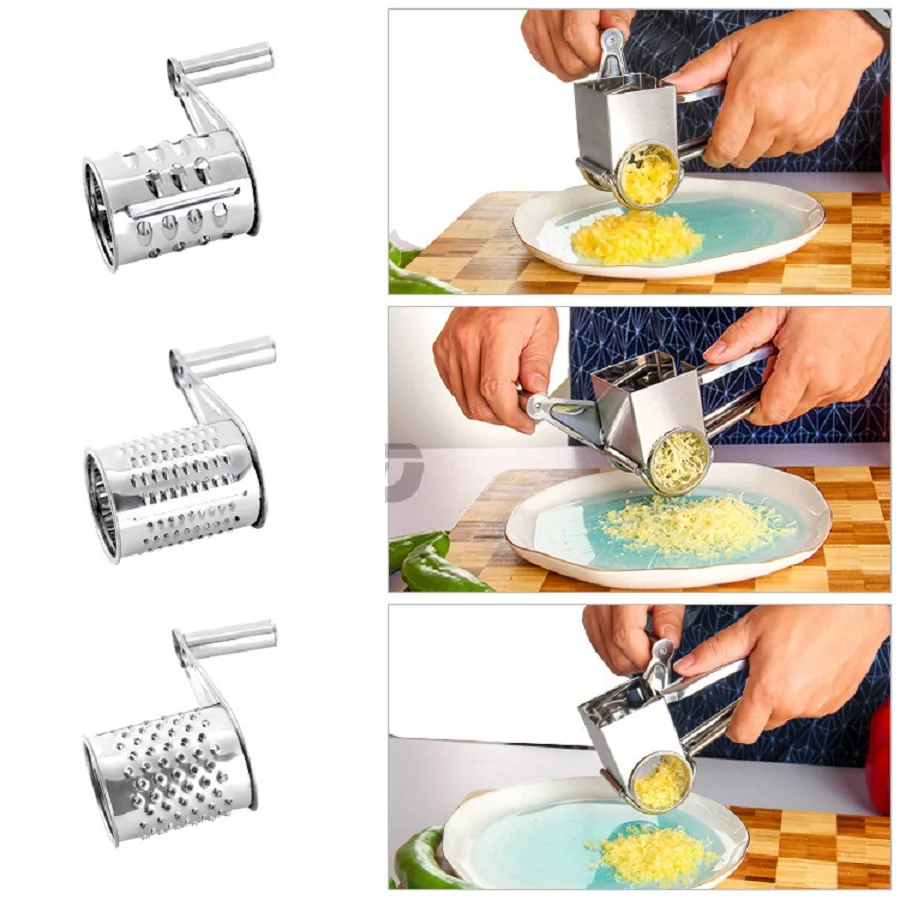 Терка для сыра из нержавеющей стали резак резки измельчитель с 3 барабанами