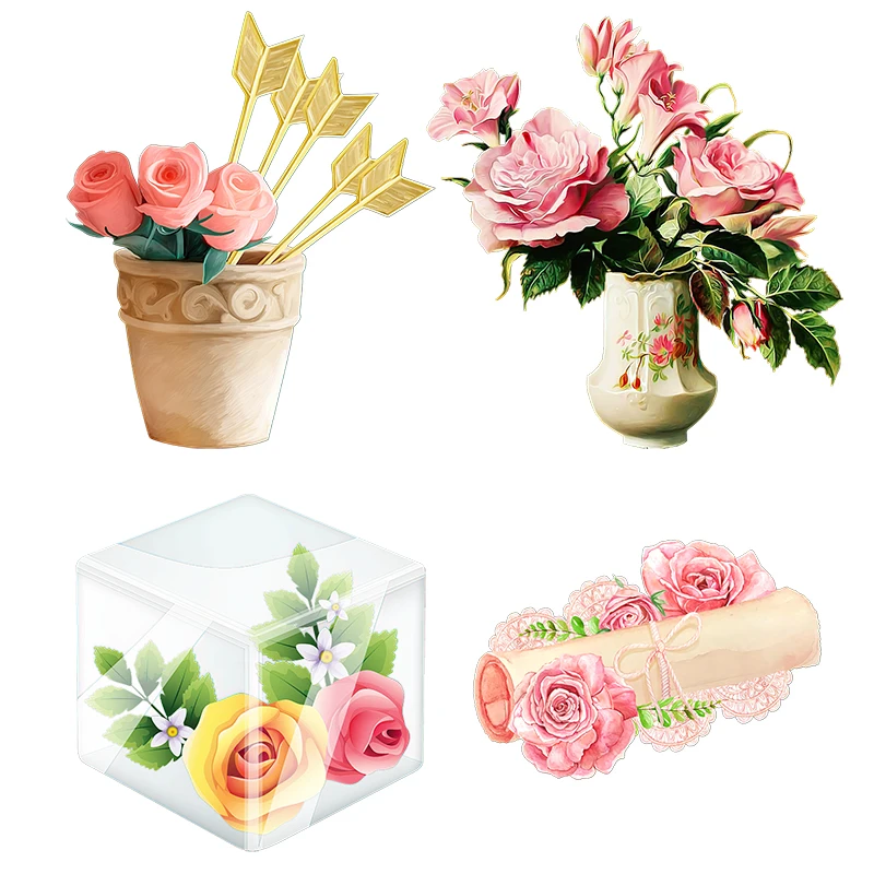 

Three Ratels QCF200 Hand painted romantic lover's Rose PVC self adhesive wall sticker toilet Decal