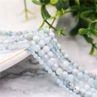 natural gem stone aquamarine beads strand faceted round 3mm for diy jewelry making bracelet necklace
