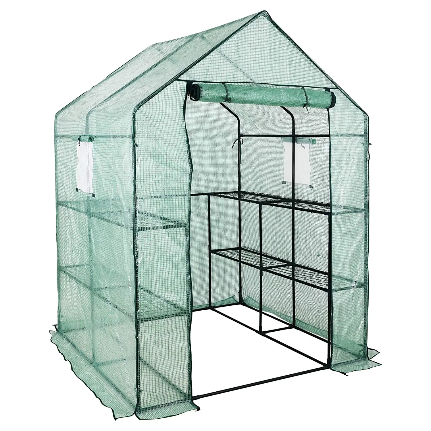 

Foil Greenhouse Garden Greenhouse with Shelf Window Anchor Grow House Cover Plants Outdoor Warm Sunroom 195 x 143 x 143cm