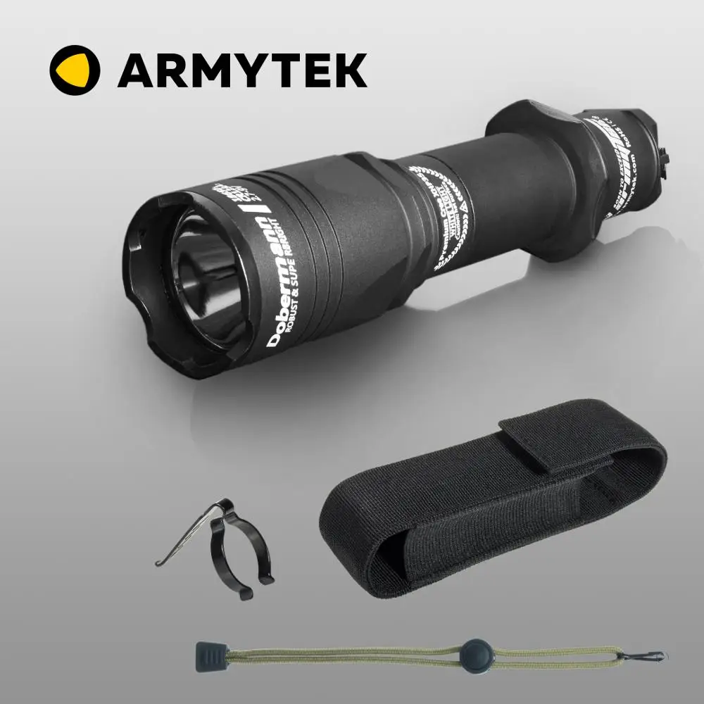 Tactical Flashlight Armytek Dobermann XP-L HI LED (F02003BC/F02003BW) Super Bright Torch Self Defense Long Range 381m