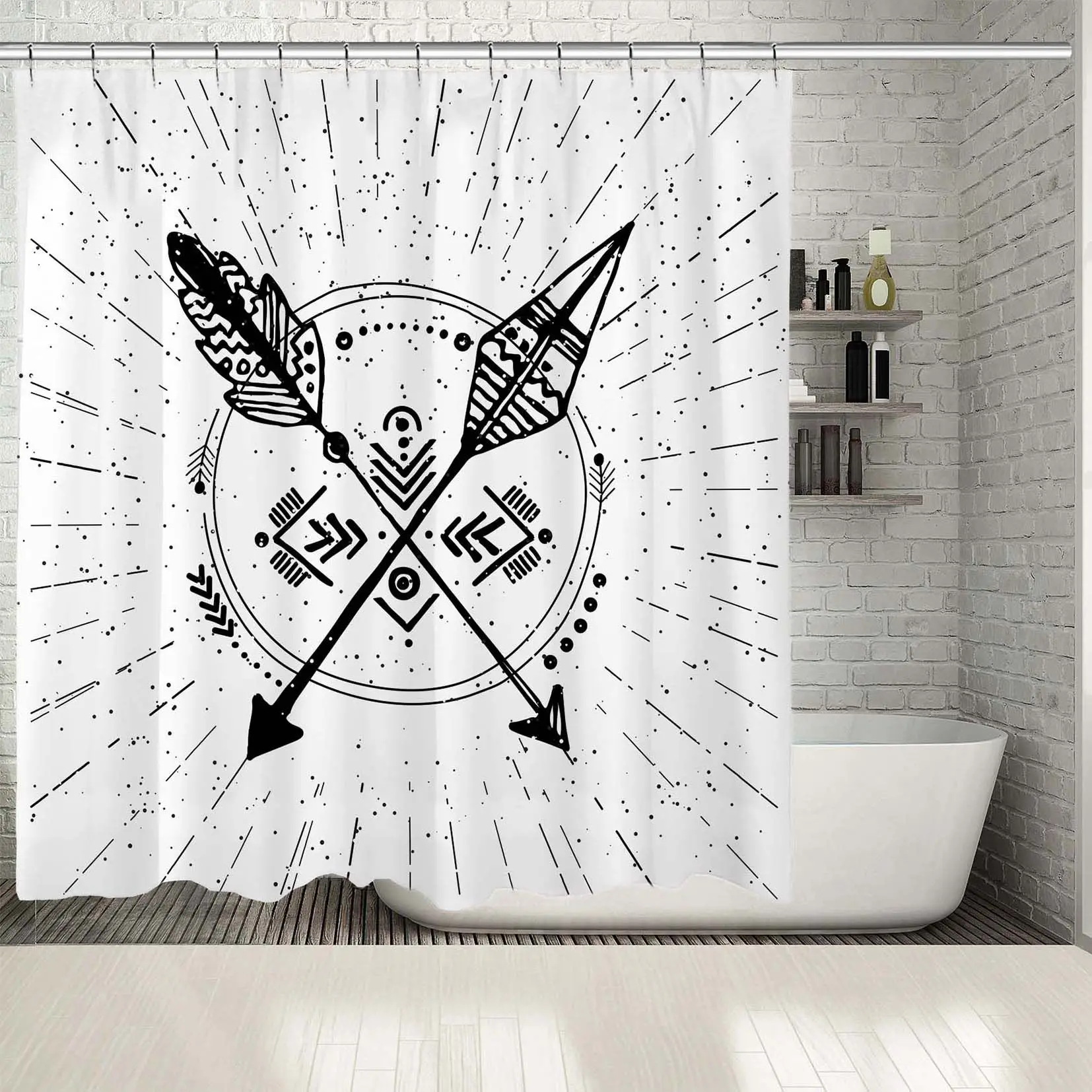 Занавески для душа стрелы солнечные лучи хипстерское искусство древний