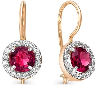 MAGIC STONES Серьги с корундами и фианитами из красного золота | Украшения аксессуары