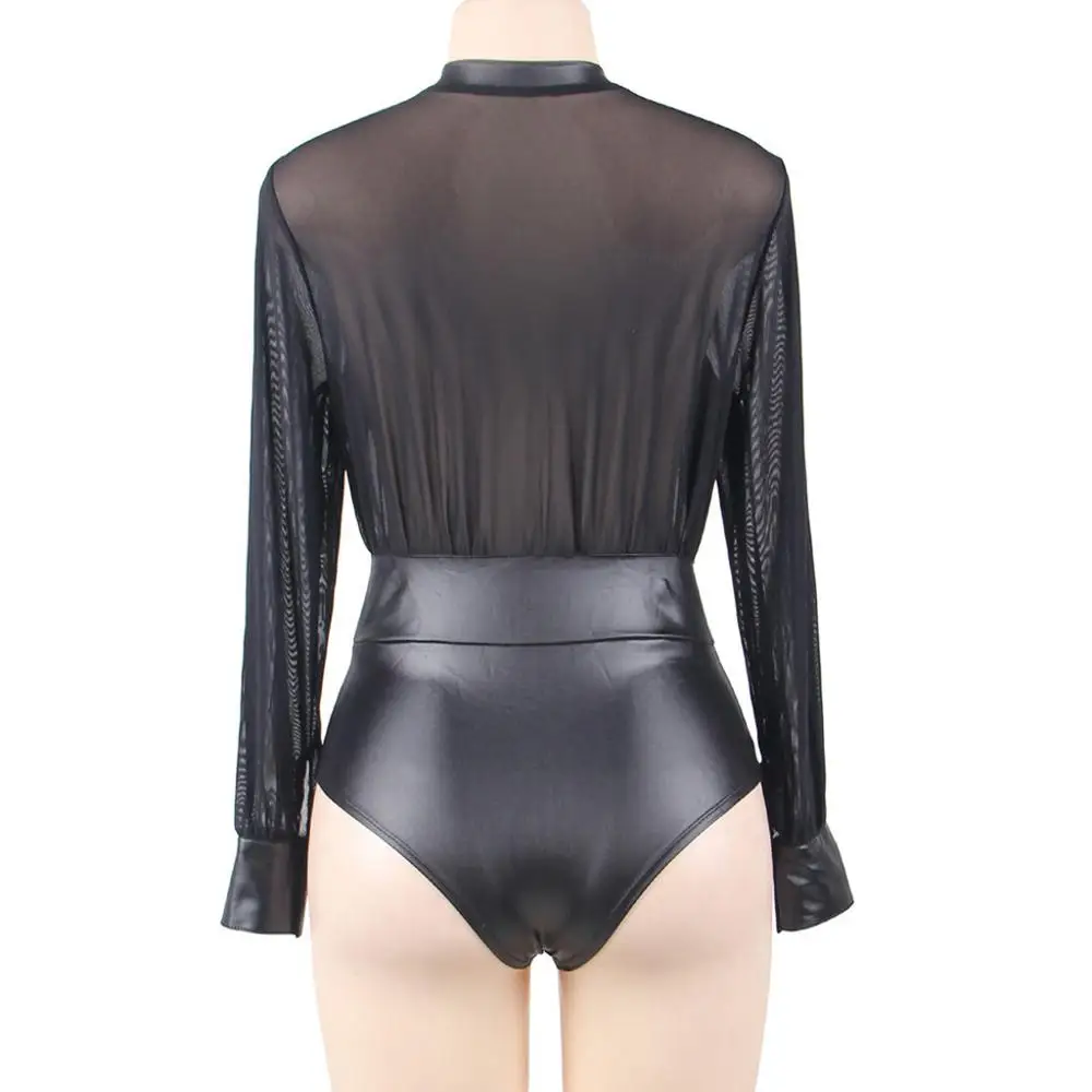 

Women's Black Sexy Lingerie Plus Size Halter Zipper Porno Babydoll Sleepwear Exotic Costumes G-String Pajamas Lenceria Mujer