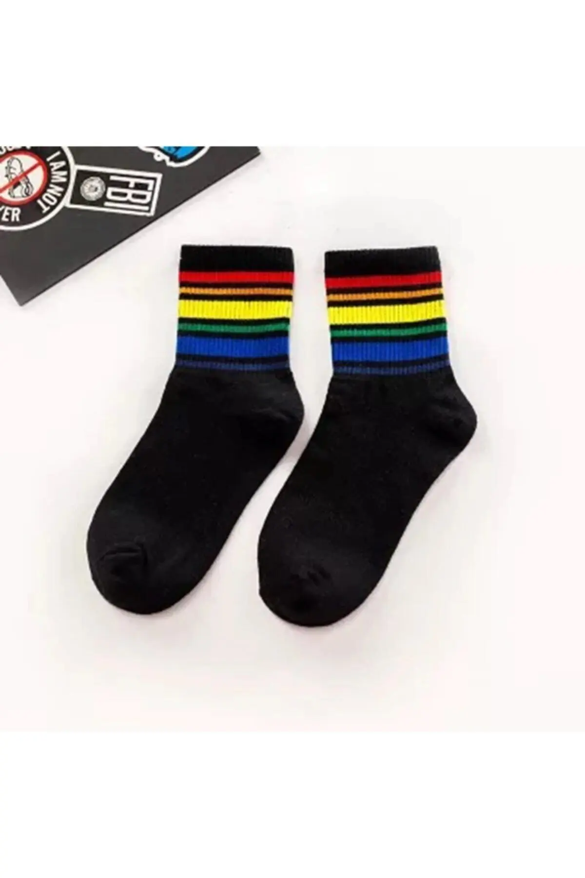 4 Pairs Unisex Black+White Striped Washed Scented College Tennis Socks