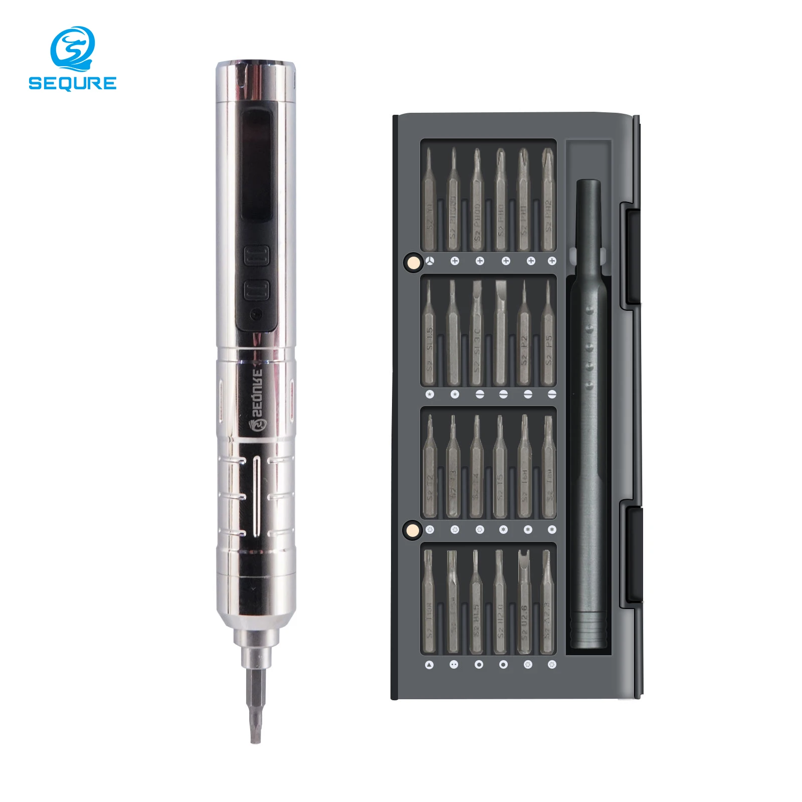 Mini destornillador eléctrico inteligente SQ-ES126, juego de destornilladores digitales OLED, recargable, bolígrafo con 25 brocas de precisión