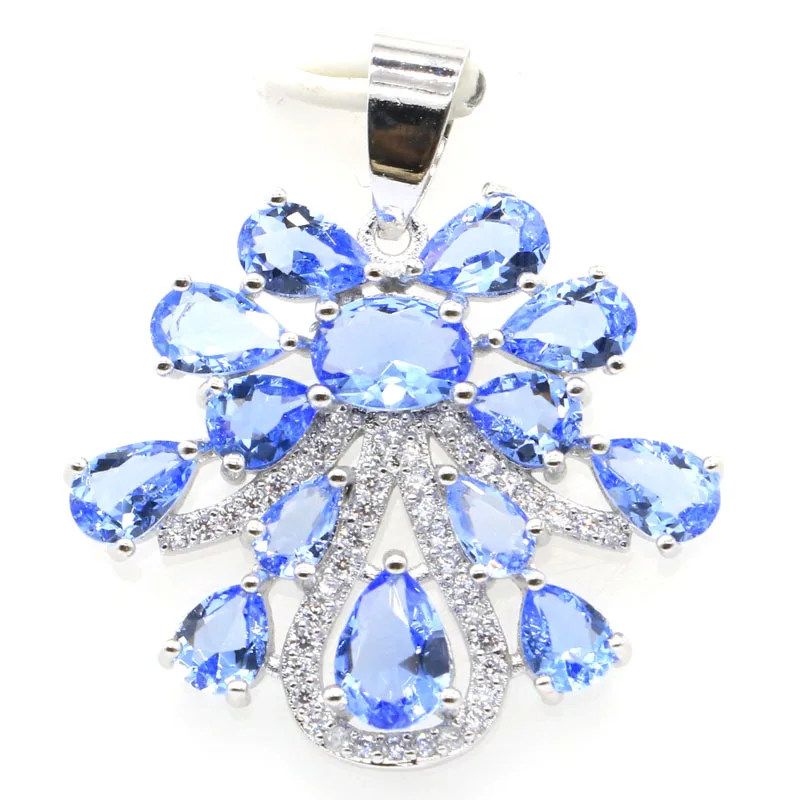 32x29 мм Удивительный Большой фиолетовый танзанит Белый Яркий Циркон женщина