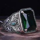 Кольцо мужское серебро 925 пробы ювелирные изделия ручной работы турецкий зеленый циркон все размеры