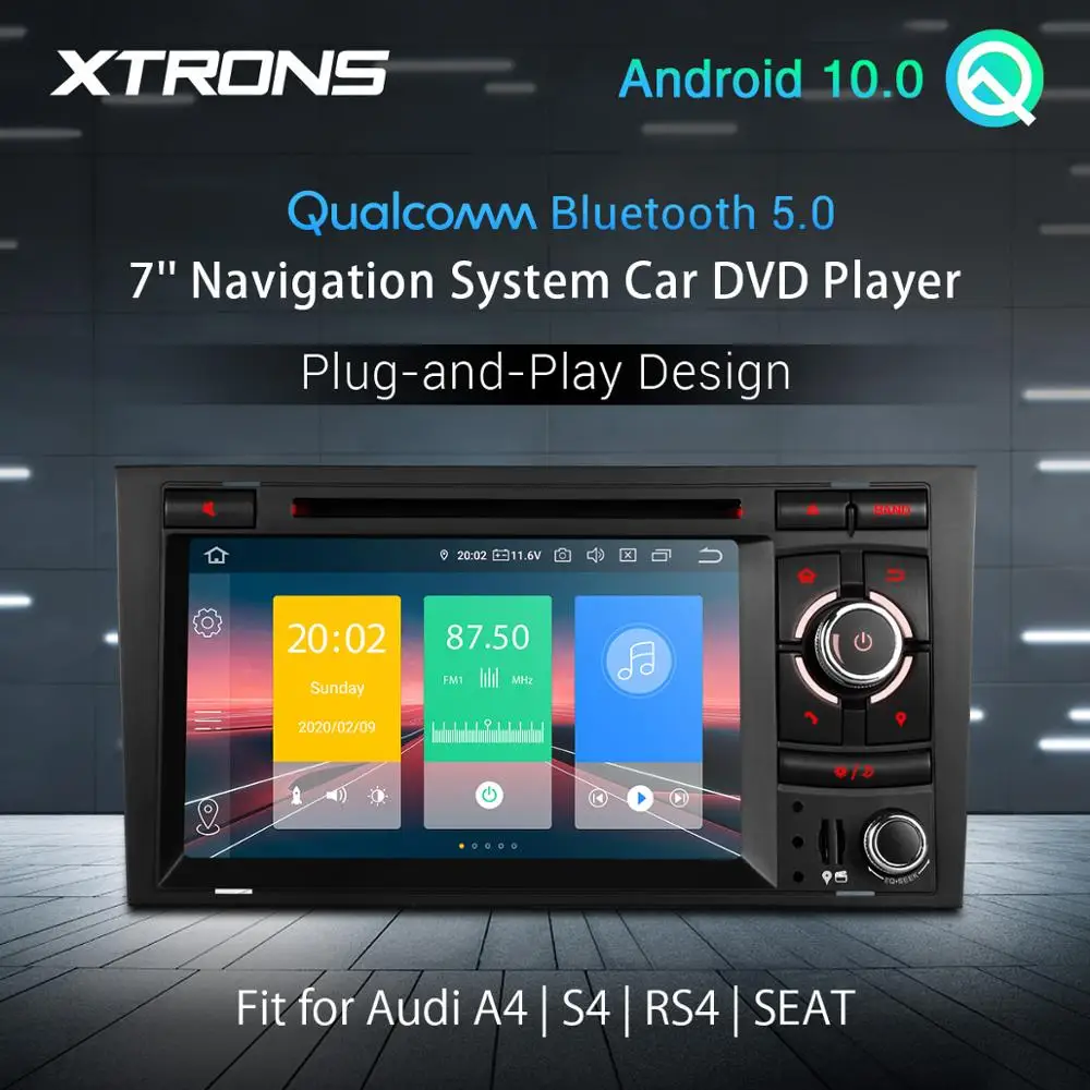 XTRONS Android 10 0 Qualcomm Bluetooth 5 автомобильный стерео DVD мультимедийный плеер для Audi A4 S4 RS4