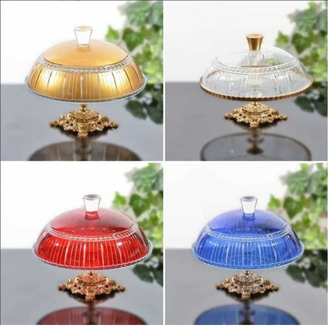 

Quality Metal Casting Glass Cake Stand Serving Tray Plates Cake Dome Dishes Food Tray Luxury Dessert Serving Plates Tray Storage