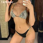 Роскошные блестящие стразы 2021 г., женский купальный костюм из двух частей, комплект бикини с лямкой через шею, купальный костюм, плавание V2049