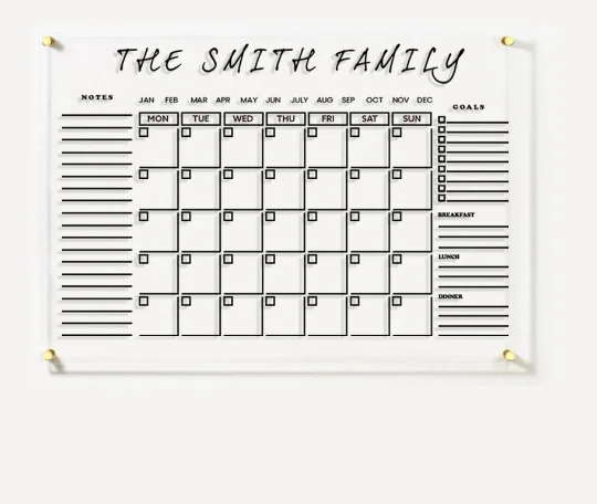 

Acrylic Family Planner and Wall Calendar, Custom Text Family Planner, Monthly weekly wall calendar PLEASE READ DESCRIPTION