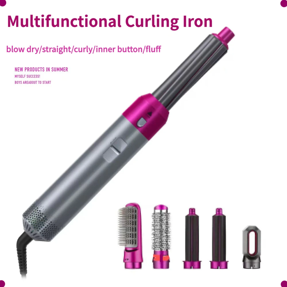 

Hair Dryer 5 in 1 Hot Air Comb Curling Iron Straight Hair Comb Curling Hair Straightener Multifunctional Styler Wet and Dry Use