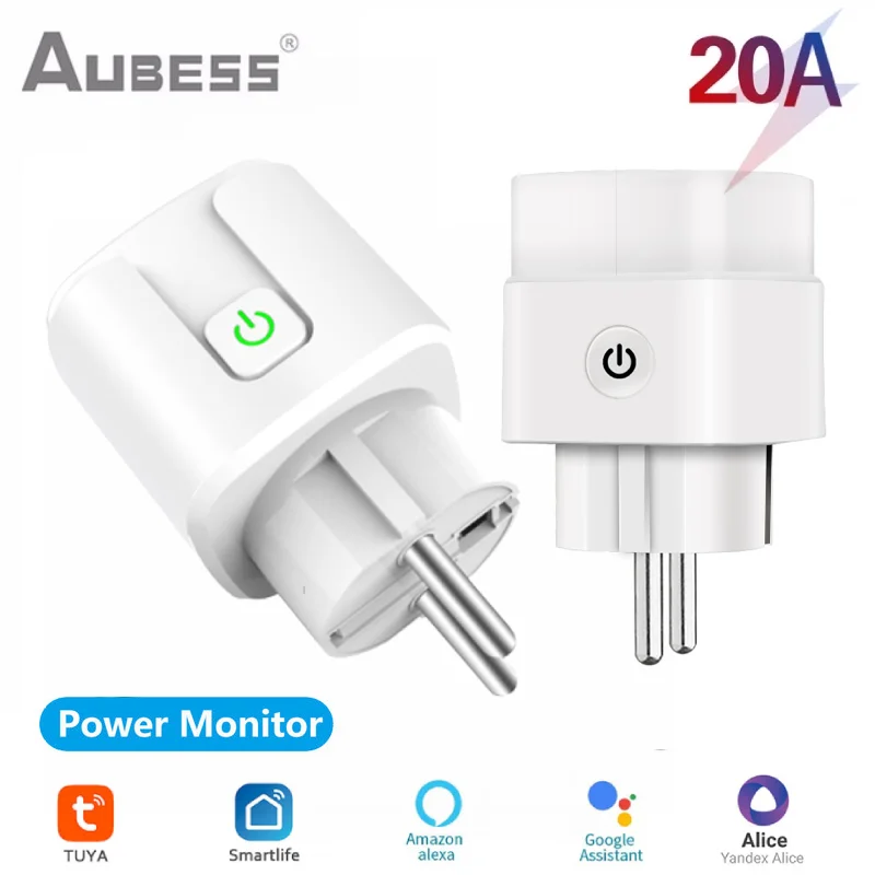 

20A Smart Socket розетка 4400W Power Metering Plug Tuya Smart Life APP Control Supports Alexa Google Home Yandex Alice