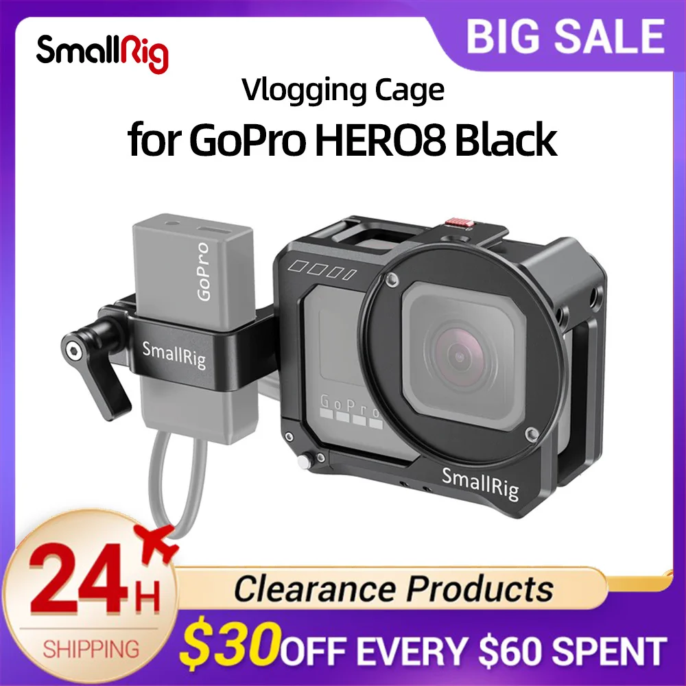 

SmallRig Vlogging Cage and Mic Adapter Holder for GoPro HERO 8 Black Camera Cage With 52mm Filter Adapter+Cold Shoe Mou -2678