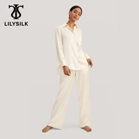 lilysilk 22 momme viola oversized silk satin pajama set 2022 new femme casual sleepwear suits ladies overalls free shipping