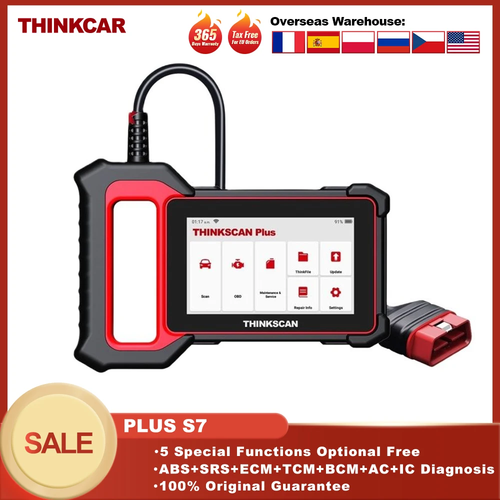 

THINKCAR Thinkscan Plus S2/S4/S7 OBD2 сканер ABS SRS автомобильный диагностический инструмент 28 сброс обслуживания профессиональный автомобильный считывател...