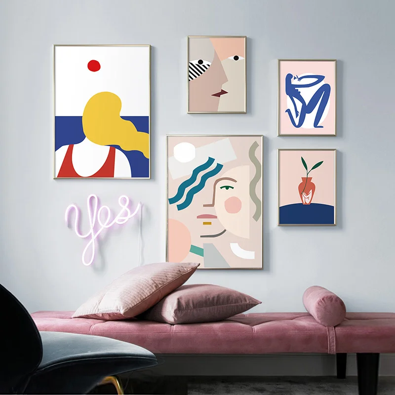 Абстрактный профиль лица модная Картина на холсте настенный художественный