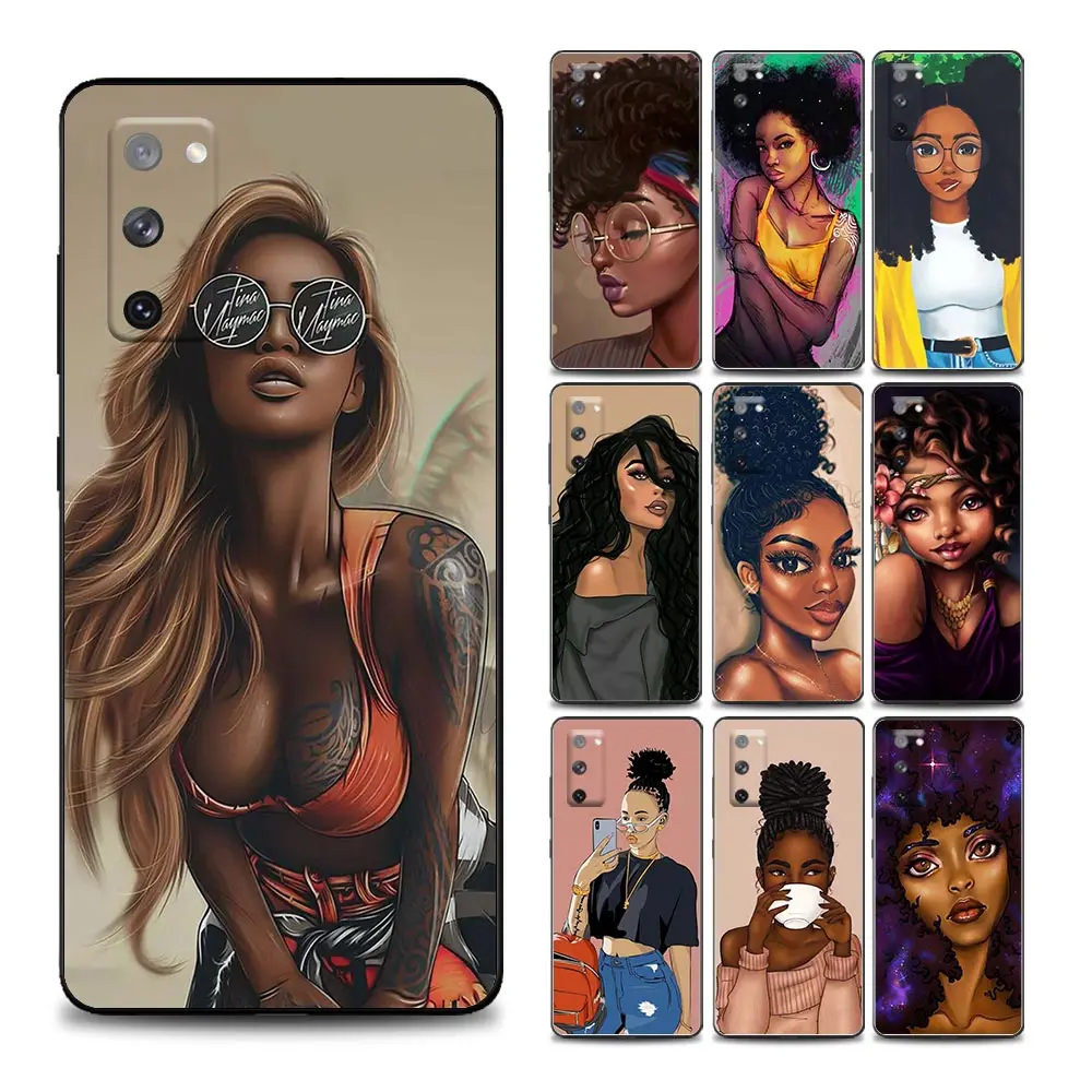 

Beauty Afro Girl Phone Case for Samsung S7 Edge 8 9 10 E Plus Lite 20 Plus Ultra FE 21 Plus Ultra FE Soft Silicone Cover Coque