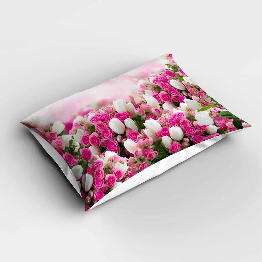 

Else Pink White Tulips Roses Flowers Floral Rectangle Modern Pillowcases 3d Digital Print Pillow Covers Cases for Couch Bed