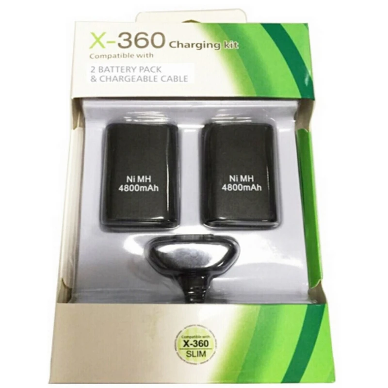 2 шт 3,7 V 4800mAh аккумулятор+ зарядный кабель для xbox 360 беспроводной контроллер геймпад Ni-MH аккумулятор аккумуляторные батареи