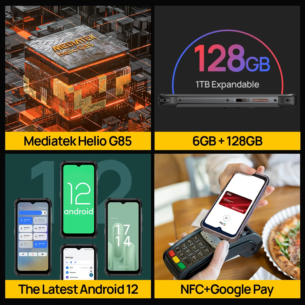 Kup Ulefone Moc Armor 14 Pro Wytrzymały Telefon 10000mAh Android 12 Wodoodporny Smartfon 128GB 5G/2.4GWLAN Bezprzewodowe ładowanie NFC Global