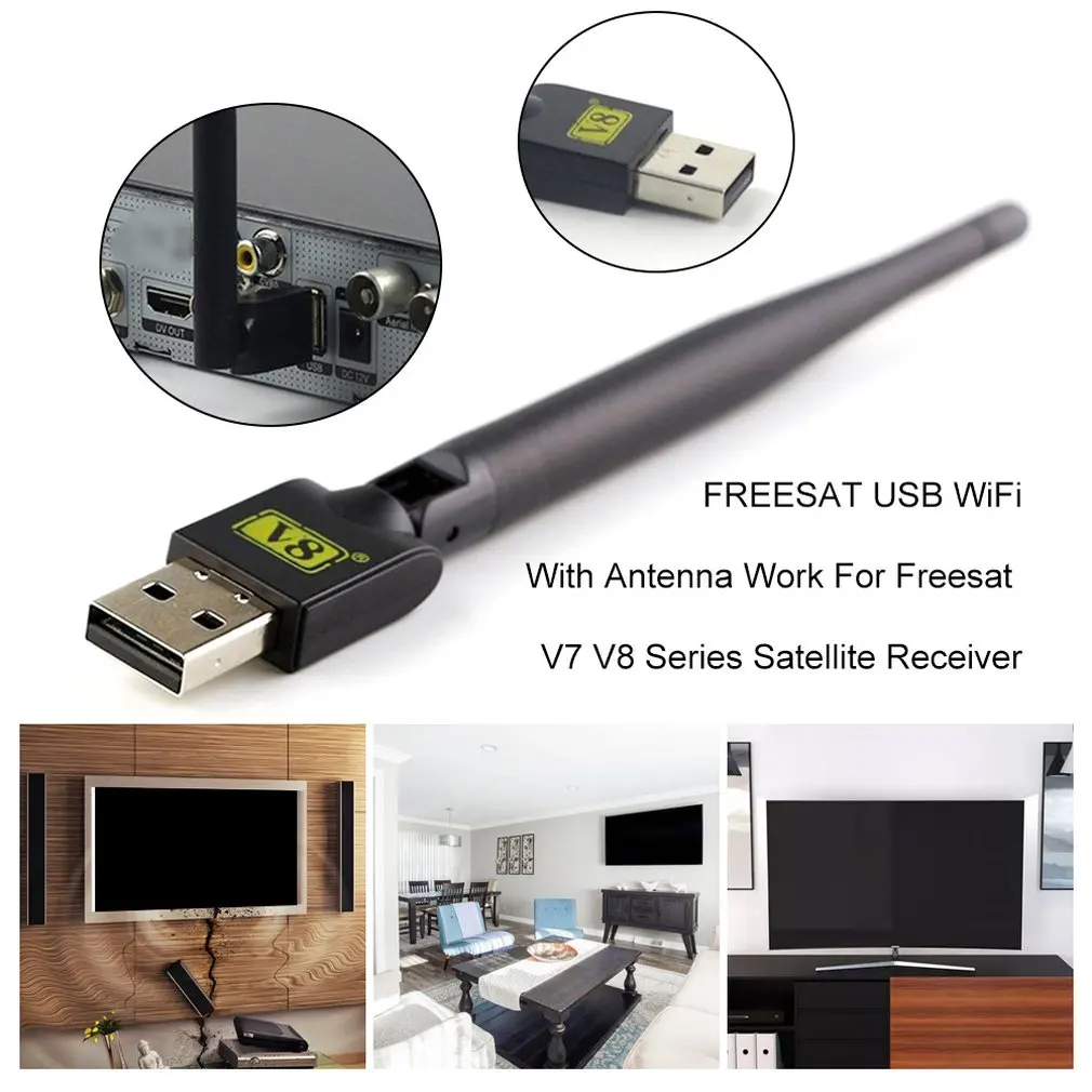 2 4 ГГц FREESAT USB WiFi с антенной работает для Freesat V7 HD V8 Супер цифровой спутниковый
