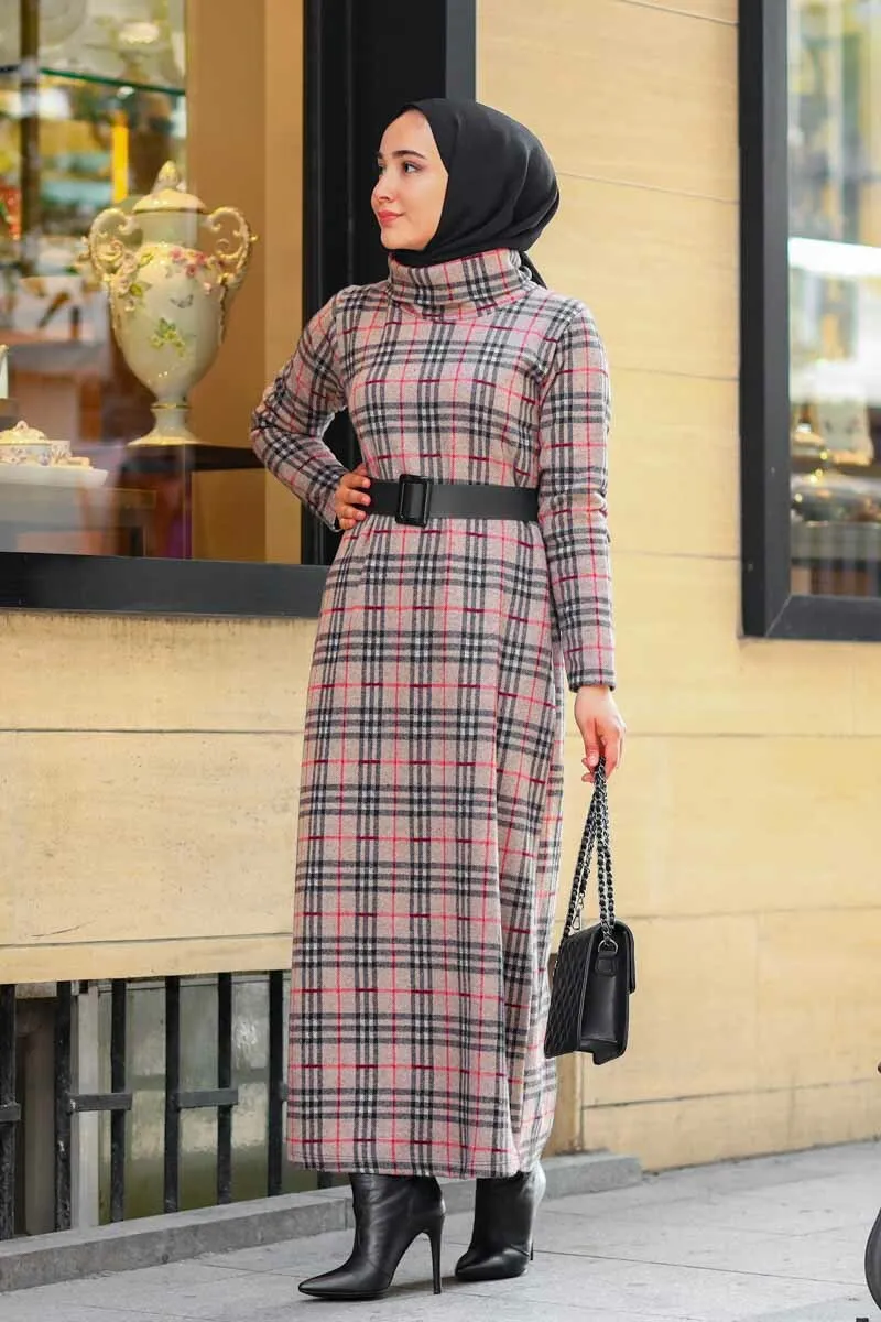 

Maxi dress with belt female turtleneck modest Islamic clothing Kaftan big plus size fashion muslim long scarf Dubai 2021 turkey