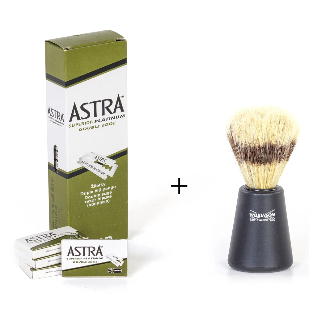 100 Astra превосходная платиновая двухсторонняя Безопасная бритва + мыло для бритья