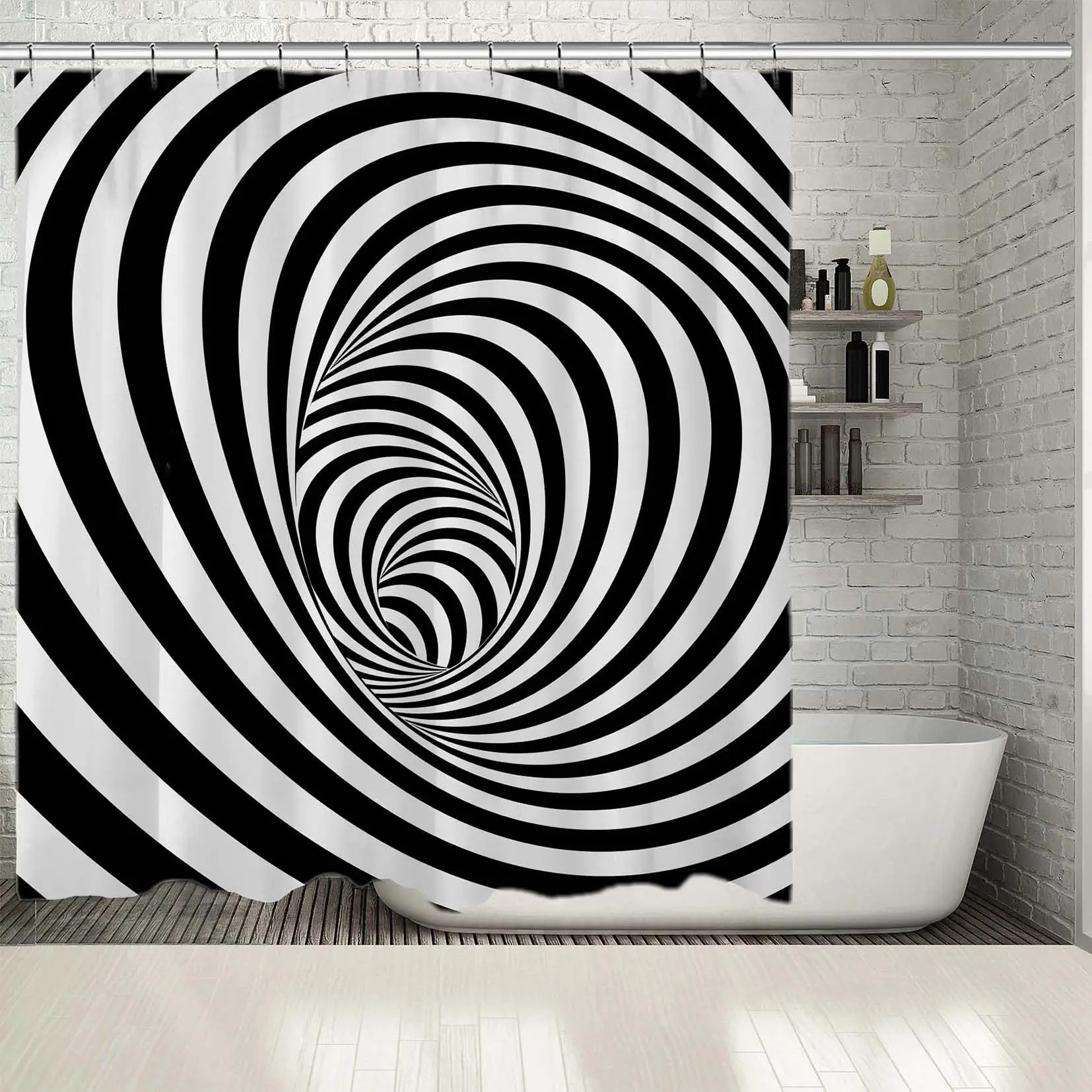 Занавеска для душа туннель полосатая спиральная форма забавная футуристическая