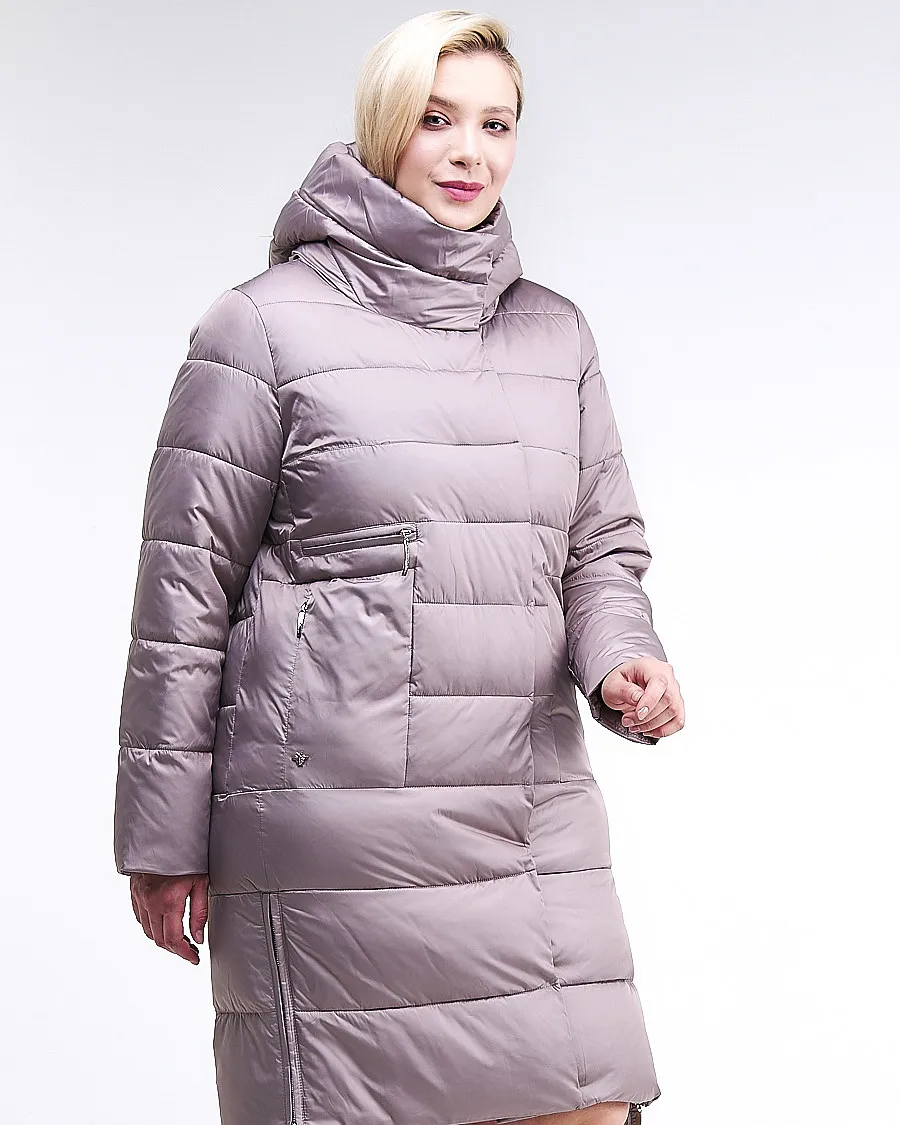 Куртка зимняя женская молодежная бежевого цвета 191923_12B