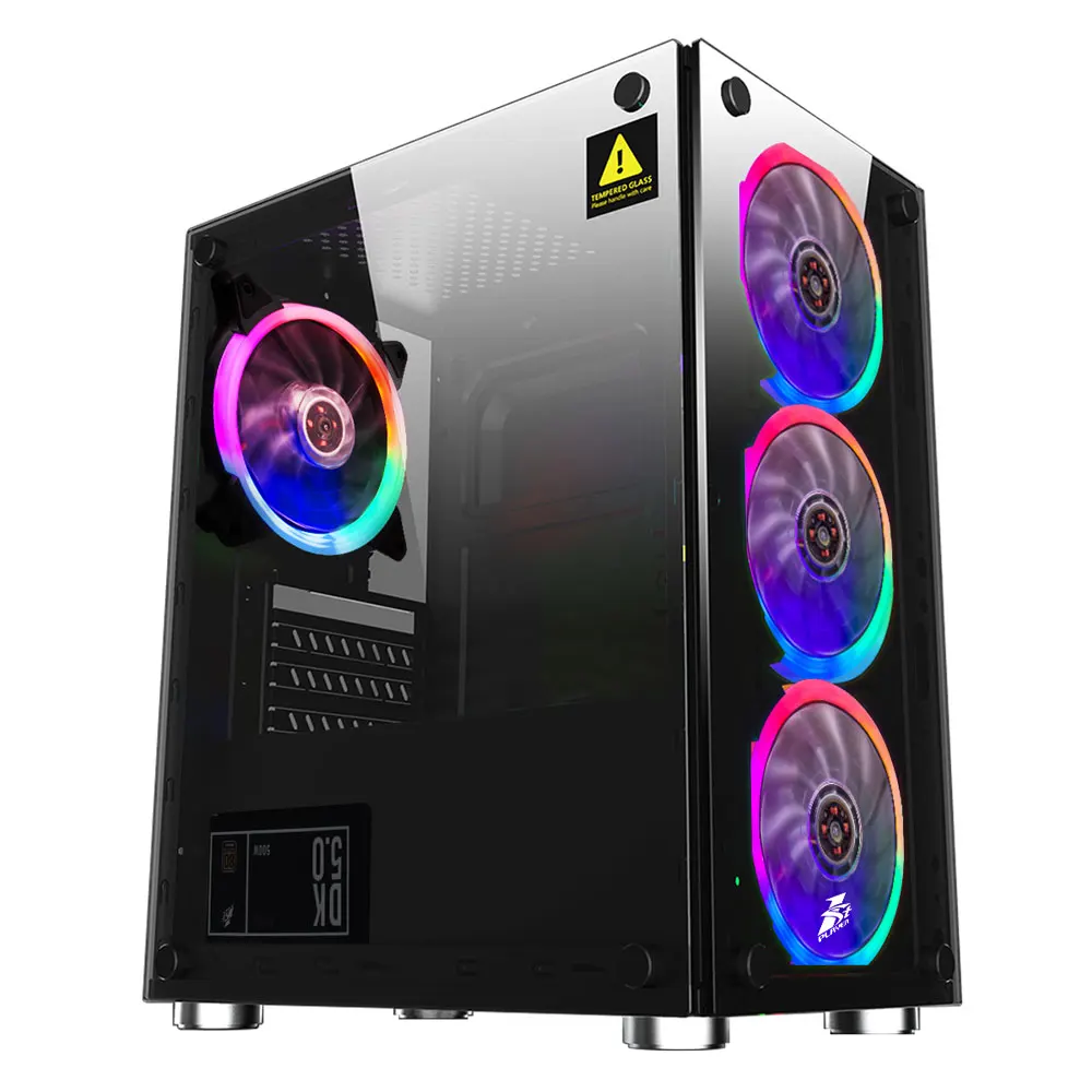 Game PC case корпус для компьютера pc gamer 1STPLAYER FIREBASE X2 mATX tempered glass side panels 4x 120mm LED fans inc. |
