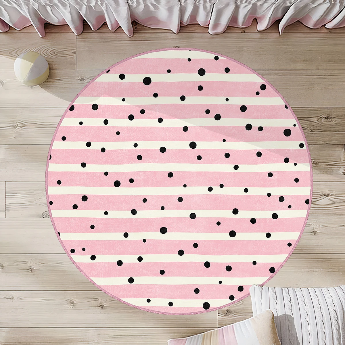 

Pembe Çocuk halhalısı pembe beyaz çizgi yuvarlak