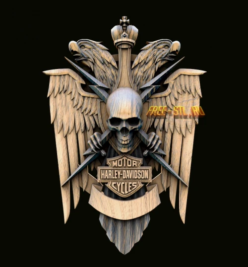 Панно &quotHarley-Davidson" файл для ЧПУ STL Model 3D wall art CNC files Desing | Электронные компоненты и