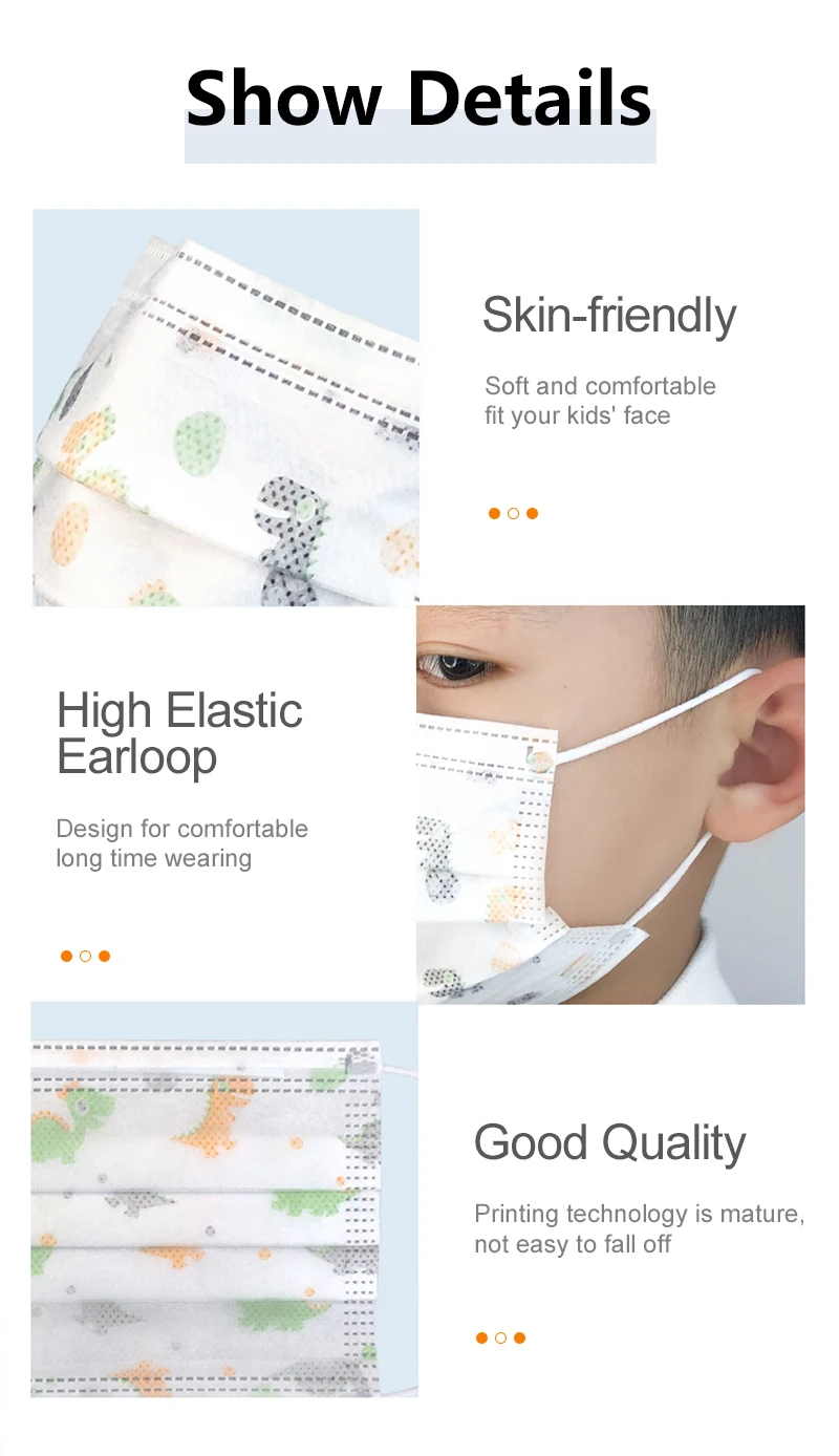 

Whale 50/100/200/300Pcs 3 Layer Filter Meltblown kids Mask Breathable Waterproof Child Mask Cartoon Disposable Child Face Mask