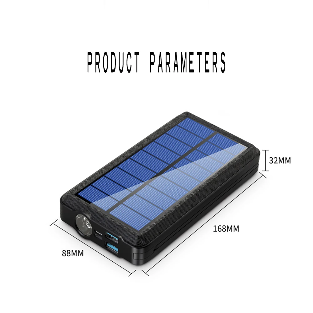 

PINZHENG Universal Own Line Solar Power Bank 20000mAh LED Light External Battery Mobile Phone Wireless Powerbank For iPhone 11