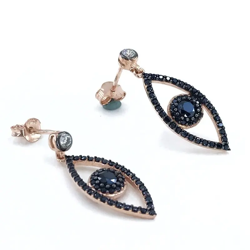 Серебряные серьги с черным ониксовым глазом|Серьги-клипсы| |