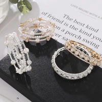 hocole bride crystal rhinestone stretch bracelets for women pearl elastic gold silver color wedding bracelets bangles jewelry