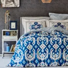 Синий хлопковый двойной комплект пододеяльников Karaca Home Neos