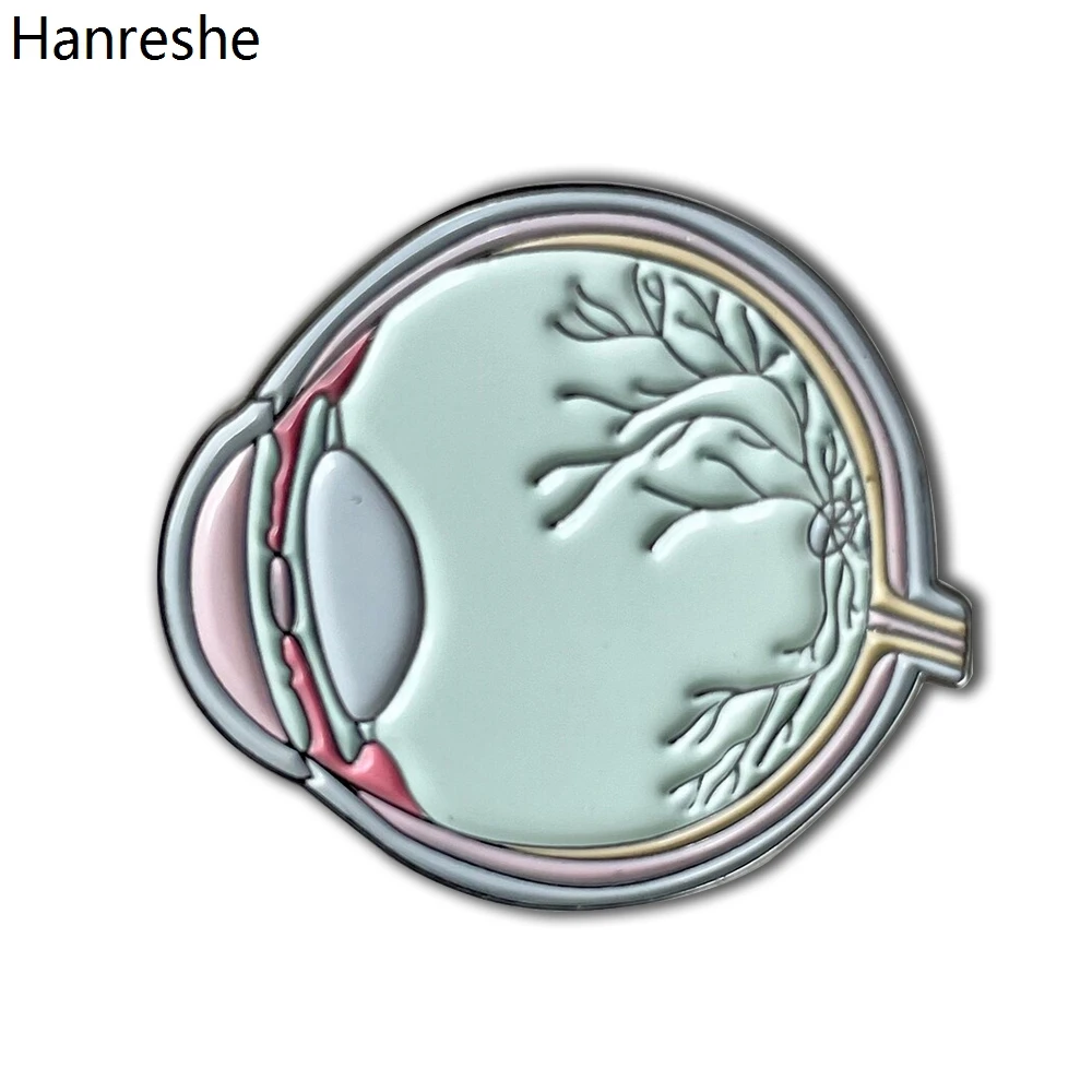 Hanreshe Enamel Medical Eye Pin Brooch Anatomy Eyeball Organ Personality Medicine Badge Jewelry Gift for Doctors and Nurses