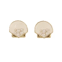 vintage simple stud earrings women jewelry gold plated pearl and shell elegant 2021 new fashion party birthday gifts
