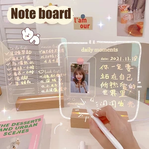 Desktop Transparent Acrylic Daily Note Board Creative Led Night Light USB Message Board Erasable Mem