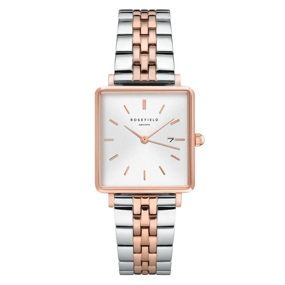 Reloj Rosefield mujer QVSRD Q014 Boxy White Sunray Silver rosegold Duo cuadrado|Женские наручные часы| |