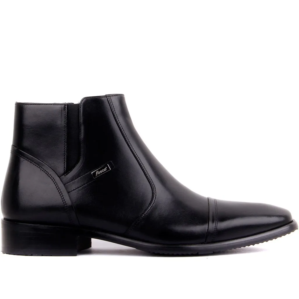 Fosco-черные кожаные мужские ботинки на молнии | Обувь